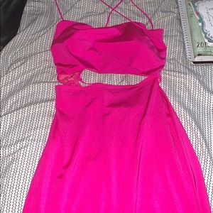 Hot pink strappy in the back dress